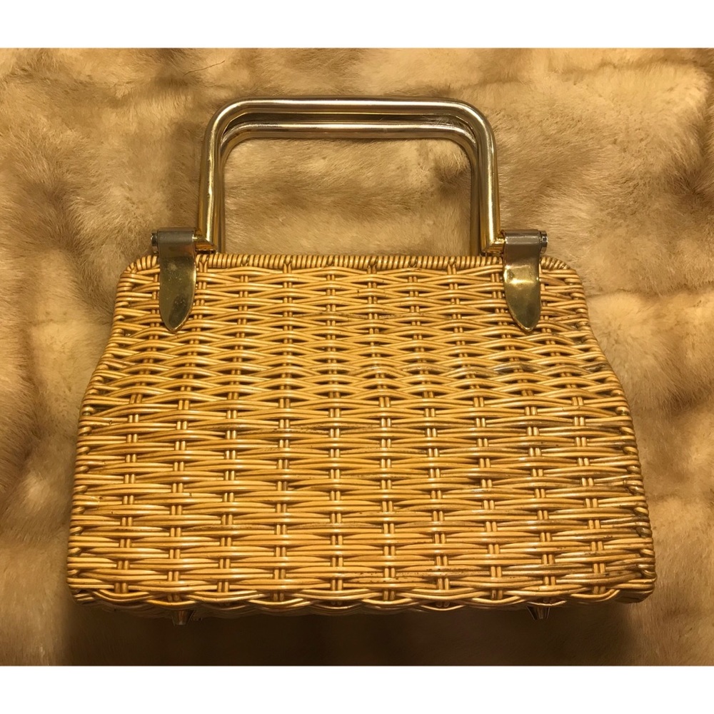 Vintage 1950’s basket purse with metal handles